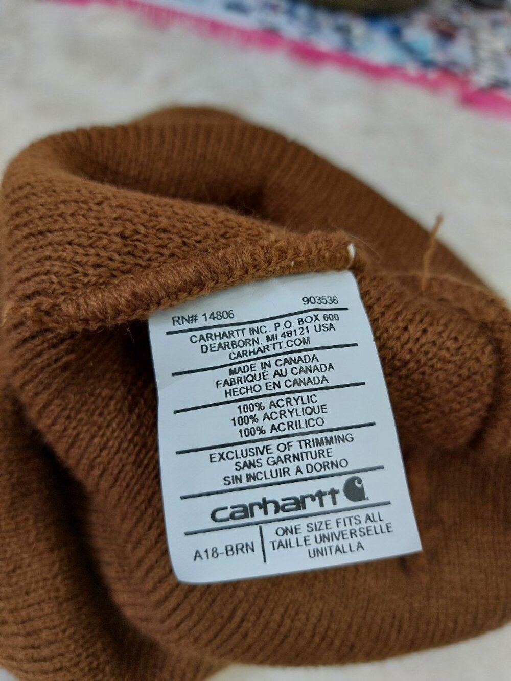 Carhartt Hat Adult Thick Cuffed Knit Beanie Iconic Brown A18 BRN One Size - Picture 4 of 5